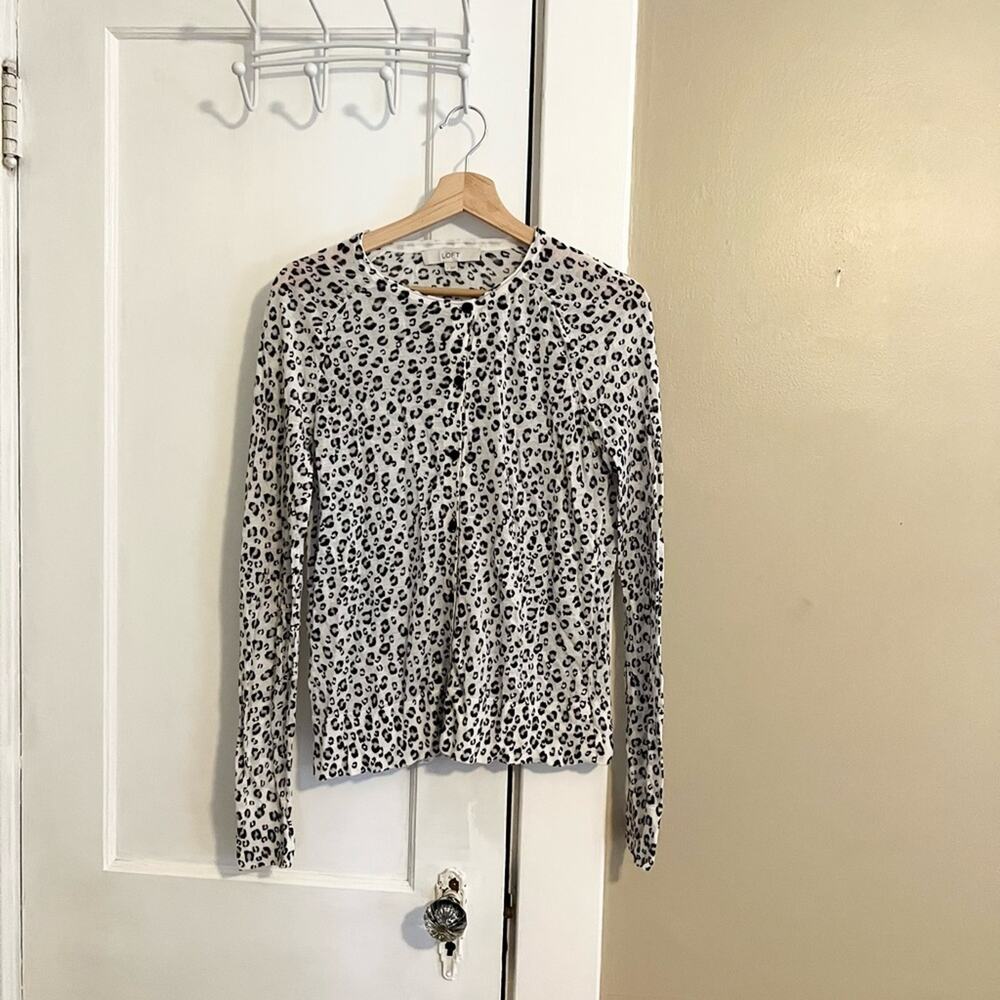 Loft cheetah animal print button down sweater